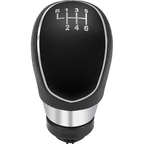 Pommeau de levier de vitesse universel noir et argent à 6 rapports pour transmission automatique et manuelle (1/5)