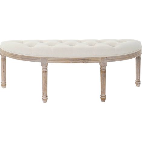 Banc élégant en velours beige et bois pour entrée - Beige naturel velouté (1/4)
