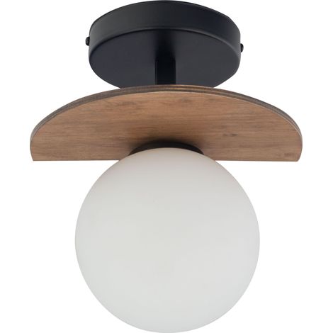 Plafonnier Mirror noir bois, globe blanc G9 12W Sigma