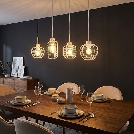 Suspension, plafonnier, lampe suspendue, tiges en aluminium, hauteur réglable, H 120 cm (1/5)