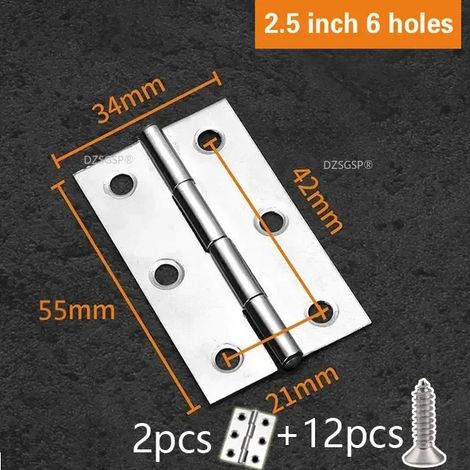(Charnière 2-2-5 pouces - 12 vis) Accessoires Charnière plate épaisse de haute qualité en acier inoxydable 304 pour porte, 1/1,5/2/2,5/3/4 pouces, lot de 2 charnières à paumelle pour porte, quincaille (1/5)