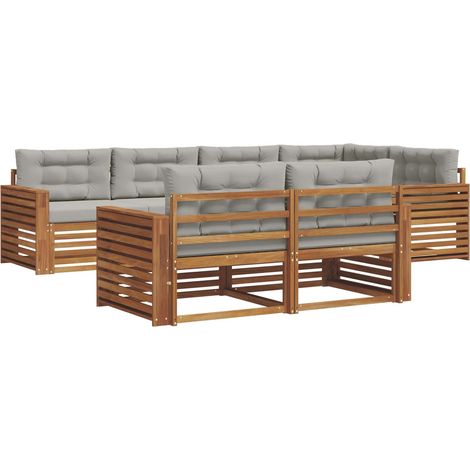 Conjunto de sofás de exterior 7 uds. Gris Natural y Claro vidaXL (1/5)