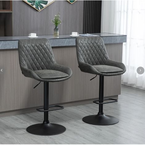CHICFURN Taburetes de bar regulables 51 x 59 x 117 cm de polipiel gris oscuro, lote de 2 (1/5)