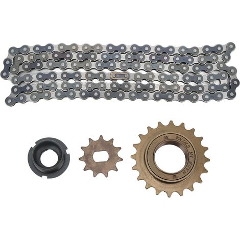 Pignon de vélo électrique or 11 dents, chaîne 114 maillons, roue libre 20 dents avec connecteur pour modification (1/5)