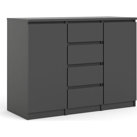 Nada Sideboard 2 Türen und 4 Schubladen, mattschwarz.