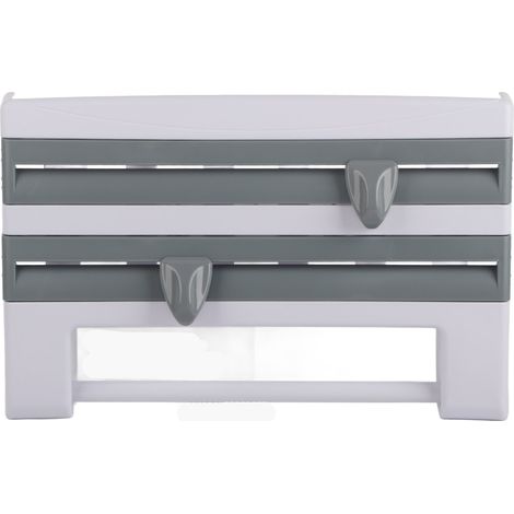 Support de rangement pour film alimentaire, distributeur de film étirable, coupe-film, porte-essuie-tout, accessoires de cuisine, gris-bleu
