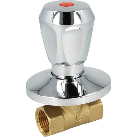 Soupape encastrée avec poignée plastique 1/2’’ FF x 1/2’’ FF, DN 15, rouge/chaud