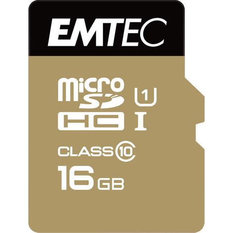 EMTEC MicroSD Card 16GB SDHC CL.10 Gold inkl. Adapter Bl. (1/2)