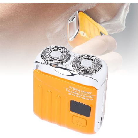 Tondeuse Barbes Portable USB Rechargeable Mini avec Affichage Puissance Douilles Magnétiques Lavables 500mAh Couleur Orange Trimmer Compact Voyage Silencieux (1/5)