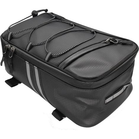 Alforja trasera para portabicicletas, bolsa de maletero de cuero sintético PU impermeable de 9 litros, gran capacidad de almacenamiento para bicicletas de montaña. (1/5)