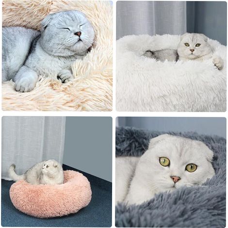 Panier rond en peluche douce pour chats et petits chiens