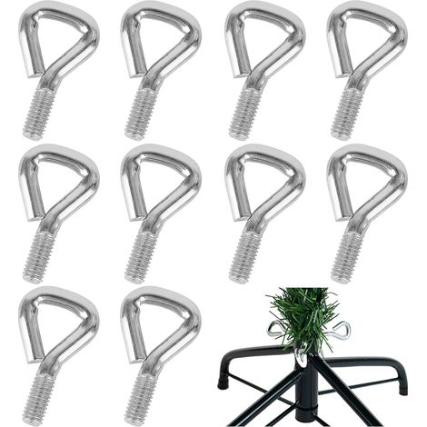10 crochets et boulons à œil pour sapin de Noël, raccords à vis plats en acier inoxydable, antirouille et résistants à la corrosion. (1/5)