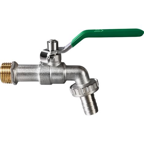 Robinet de jardin - Résistant à la rouille et au gel - Raccord de tuyau inclus - Pour jardin, machine à laver, récupérateur d'eau - 1/2 pouce-Vert (1/5)