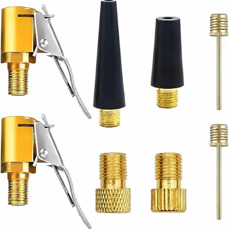 Kit Adaptateur de Valve 8 pièces Multifonction - Compatible avec Pompe électrique, pour pneus de Voiture, vélo, Ballon et Matelas Gonflable (1/5)