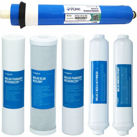 Komplettes Set Osmosekartuschen für RO8/RO7/RO6/RO5-Filter mit einer 100-GPD-Membran (1/5)