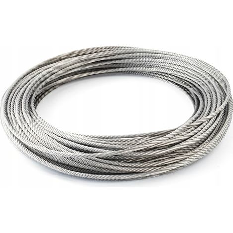 Câble en acier, 7 x 19, 4 mm, 10 m, argent (1/5)