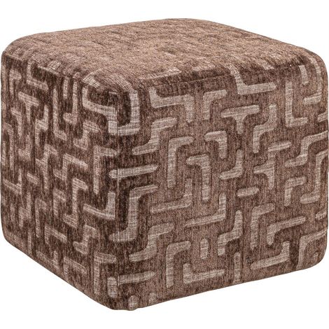 Pouf carré brun motif labyrinthe - brun labyrinthe (1/4)