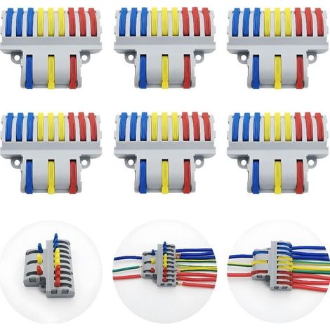 Connecteur Electrique, 6 Pcs SPL-93 Bornes de Connexion, Connecteur Electrique Rapide, Compact Connecteur Ressort Bornier (3 in 9 out) (1/4)