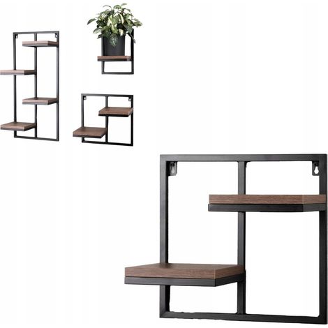 Supporto per fiori sospeso in metallo, legno scuro, lente nera, M 38,5x20x35 (1/5)