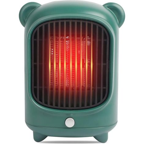 Ventilateur de chauffage électrique en céramique portable vert PTC Petit radiateur en céramique Mini radiateur soufflant avec thermostat réglable 500W Prise EU Protection contre
