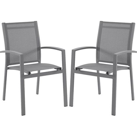 Set di 2 poltrone da giardino impilabili in alluminio e textilène - Grigio antracite - TELTO di MYLIA