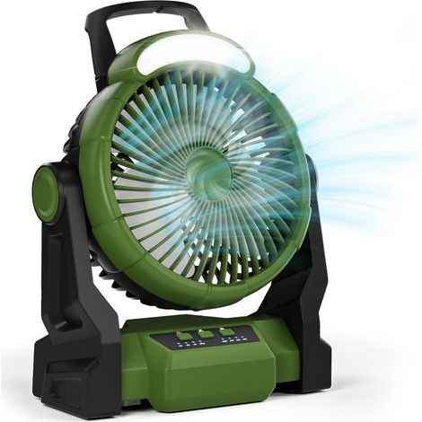 Ventilateur Rechargeable Camping,4 Vitesses 15000mah Ventilateur Portable vec LED,270° rotation ventilateur usb avec Crochet, Ventilateur Batterie pour Camping, Pêche, Bureau, Extérieur,Plage (1/5)