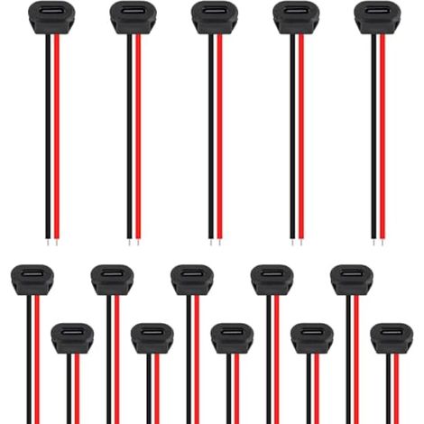 Lot de 15 connecteurs USB de type C femelle à 2 broches de type C étanches avec prise femelle - Port de charge rapide USB-C (1/5)