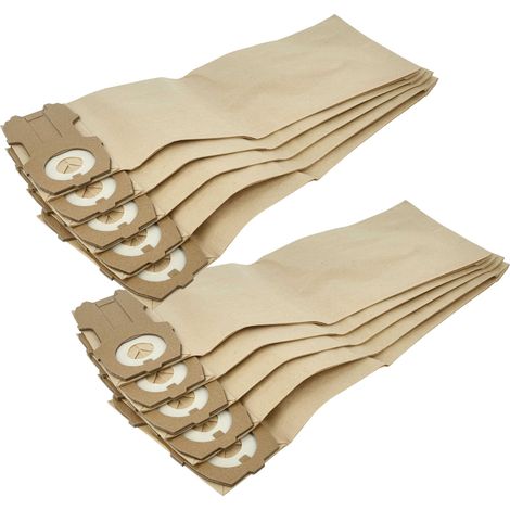 vhbw 10x sacchetto compatibile con Vorwerk folletto VK 118, VK 119, VK 120, VK118, VK119, VK120 aspirapolvere - carta, 24,3cm x 8,7cm Marrone