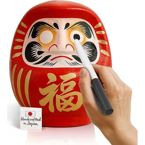 1 Poupée Daruma Rouge 9 Cm Traditionnelle Japonaise Pour Voeux Et Décoration Zen Maison Bureau (1/5)