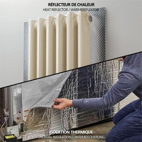 Film isolant thermique double face aluminium avec bulles, épaisseur 3 mm, réfléchissant chaleur pour radiateurs, isolation fenêtres et véhicules, 0,4 × 5 m (1/5)