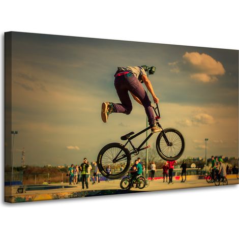 Lienzo impreso: Acrobacias en bicicleta para jóvenes, 100x60