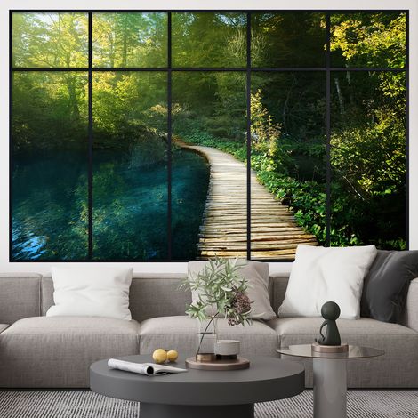 Stickers Trompe l'oeil fenêtre verrière - Chemin - 90 x 145 cm (1/5)