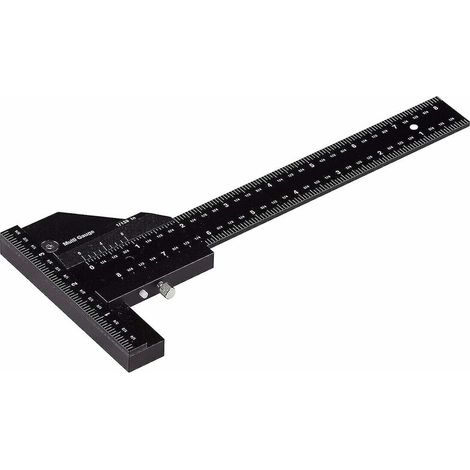Righello da carpentiere Righello multifunzionale per la marcatura del legno Righello a forma di T in alluminio Calibro di marcatura 0-280 mm Strumento di misurazione 0,02 mm Misurazione accurata Nero 