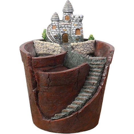 Château Pot de Fleurs Paysage en Résine pour Décoration Maison, Bureau & Jardin - Pot Décoratif Extérieur (1/4)