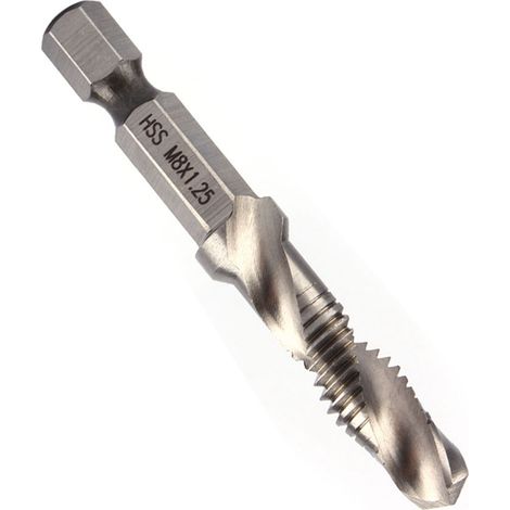 Forets et tarauds M8 HSS queue hexagonale 1/4" pour perçage et taraudage, accessoire outillage électrique (1/5)