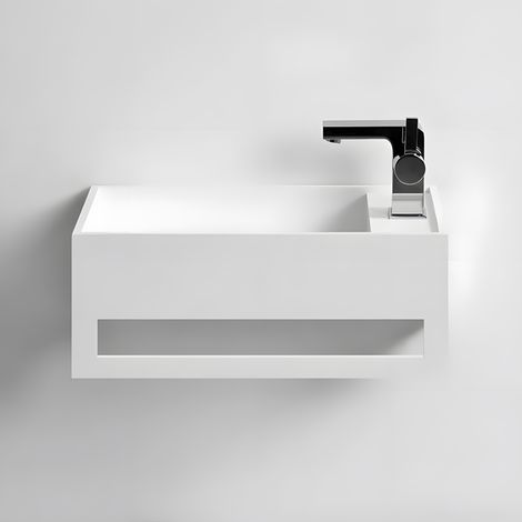 EASY 35 GAUCHE - Lave-mains suspendu en Solid Surface 35 x 20 x 20(h) cm