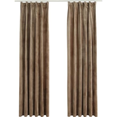 Maison Exclusive - Tende Oscuranti con Ganci 2 pz Beige in Velluto 140x245 cm