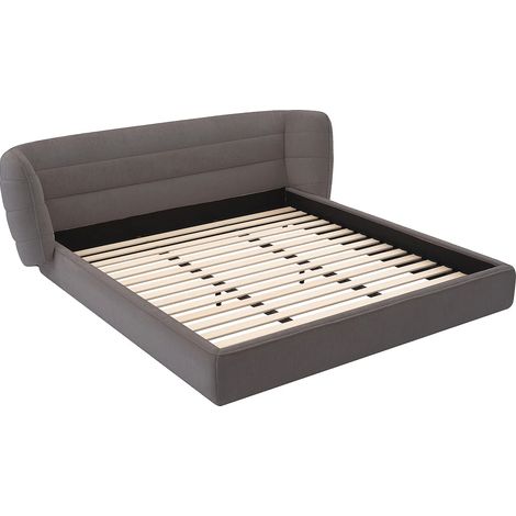 Letto 140 x 200 cm con testata letto curva Tessuto bouclette Grigio - LARUMO della Maison Céphy (1/5)