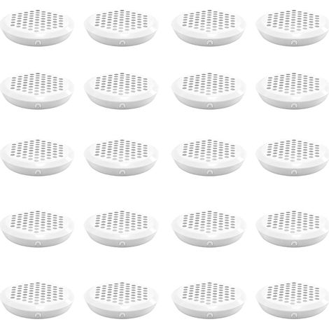 20 Pièces Grille de Ventilation, Blanc Trou de Maille de Ventilation Ronde, Acier Inoxydable Grille D'aération Trou pour Meuble, Diamètre Inférieur 53 mm, pour Armoires de Rangement, Placards (1/5)