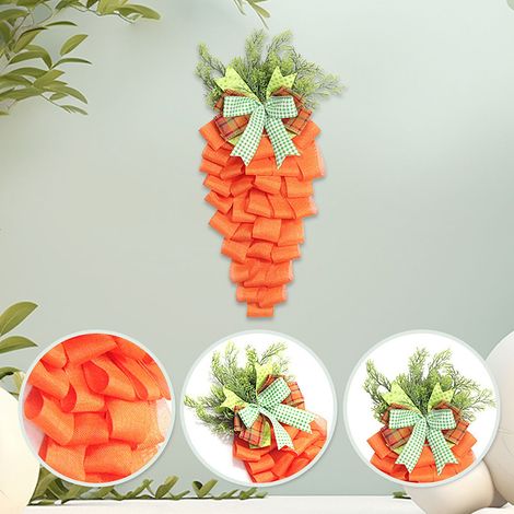 Guirlande Carotte - Guirlande De Printemps 55 Cm - Décoration De Porte D'Entrée Intérieure Extérieure - Pour Pâques Et Saison Printanière - 1 Pièce (1/5)