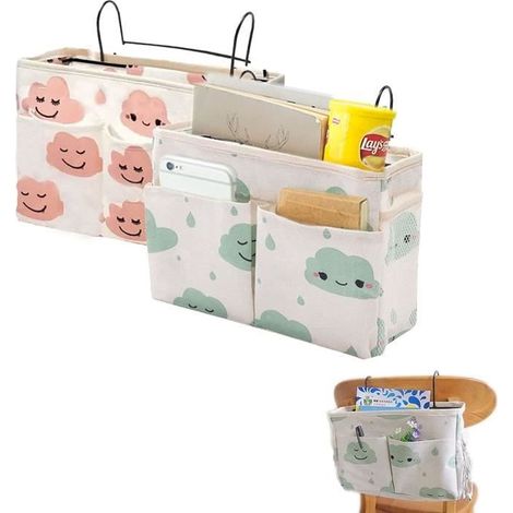 Poche de Lit Organisateur, WOVTE 2 Pcs Organisateur de Chevet Lit, Rangement pour Lit Mezzanine, Sac de Rangement Lit Chevet pour (1/4)