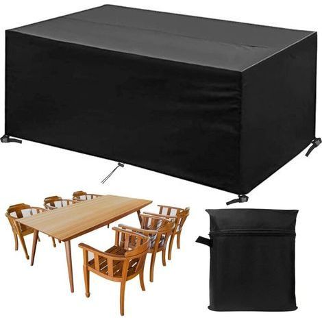 Housse Salon de Jardin Extérieur, Bâche Table Meuble Imperméable, Protection pour Mobilier de Jardin Rectangulaire, Coupe-Vent Tissu Oxford 420D avec Corde Boucle Verrouillage (200X200X80cm), (1/5)
