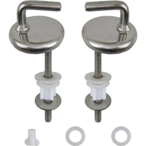 (2 pièces) Charnière de siège de toilette avec bouton réglable, rondelle et accessoire de montage en acier inoxydable silencieux (1/5)
