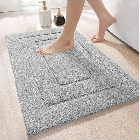 Non-Slip Bath Mat, Soft Microfiber Bathroom Mat, Water Absorbent Machine Washable, Extra Thick Shower Mat for Bathroom, 40 x 60 cm (1/4)
