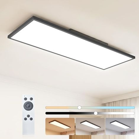 GBLY LED-Deckenleuchte 100 x 25 cm schwarzes LED-Panel mit Dimmfunktion (Energieeffizienzklasse A) inklusive Fernbedienung einstellbarer Farbtemperatur 13.5 Watt Geeignet für Schlafzimmer Küchen und F (1/5)