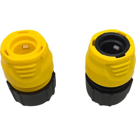 2.645-191.0 Connecteur de tuyau d'arrosage de 6,5 x 3,3 x 4,5 cm, pour raccord rapide de tuyau d'arrosage Karcher, noir et jaune (1 points droits + 1 joint d'arrêt d'eau) (1/4)