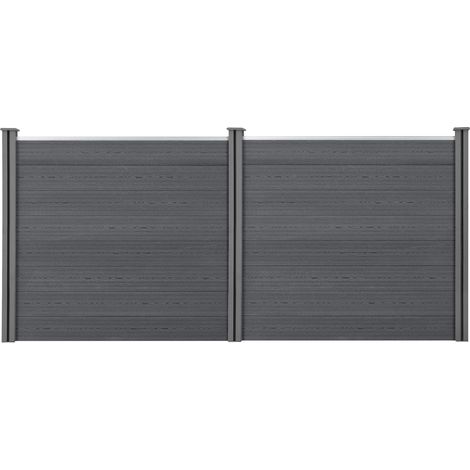 WPC Gartenzaun 165x314 cm mit Pfosten Sichtschutz Windschutz Grau neu.holz