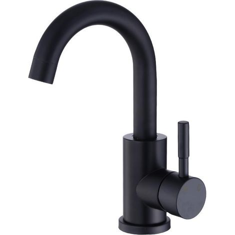 360° Rotatable Bathroom Faucet, Height Sink Faucet with 60 cm Flexible Tube, Black (1/5)