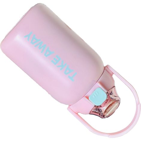 Bouteille isotherme 850 ml grande capacité avec bouchon à ressort et paille, idéale pour l'hiver et les activités de plein air (rose). (1/5)