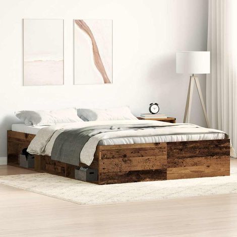Bettgestell ohne Matratze Altholz-Optik 135x190cm Holzwerkstoff